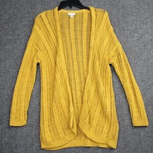 Yellow Open-Front Knit Cardigan Sweater - Women